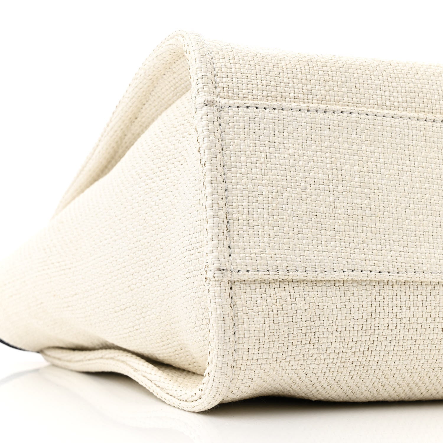 Chanel Woven Straw Raffia Small Deauville Tote White Navy 9 of 12