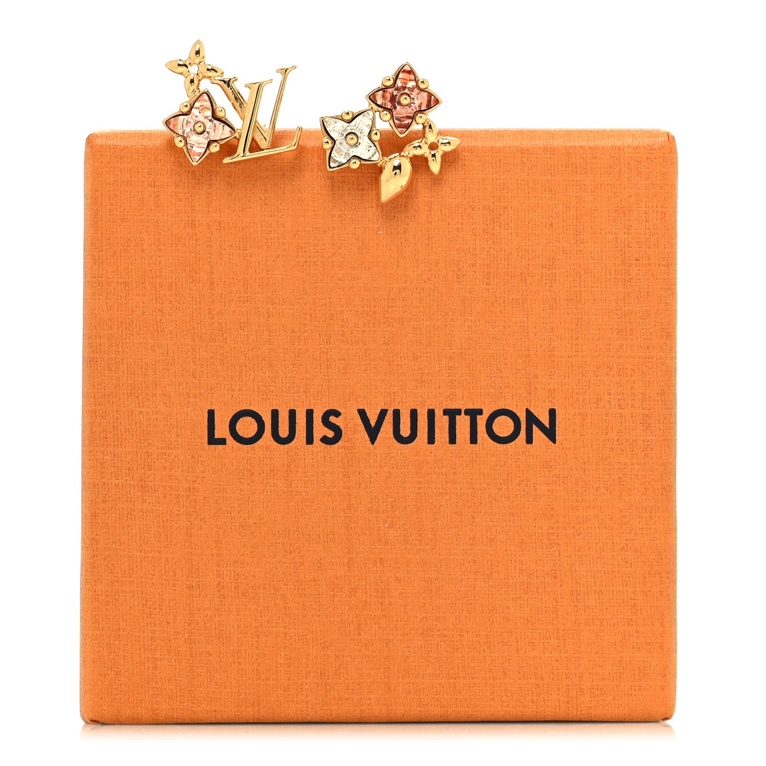 Louis Vuitton Metal Crystal Loulougram Monogram Flowers Earrings Gold 6 of 6