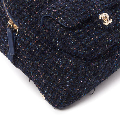 Chanel Tweed Front Pocket Backpack Navy 6 of 9
