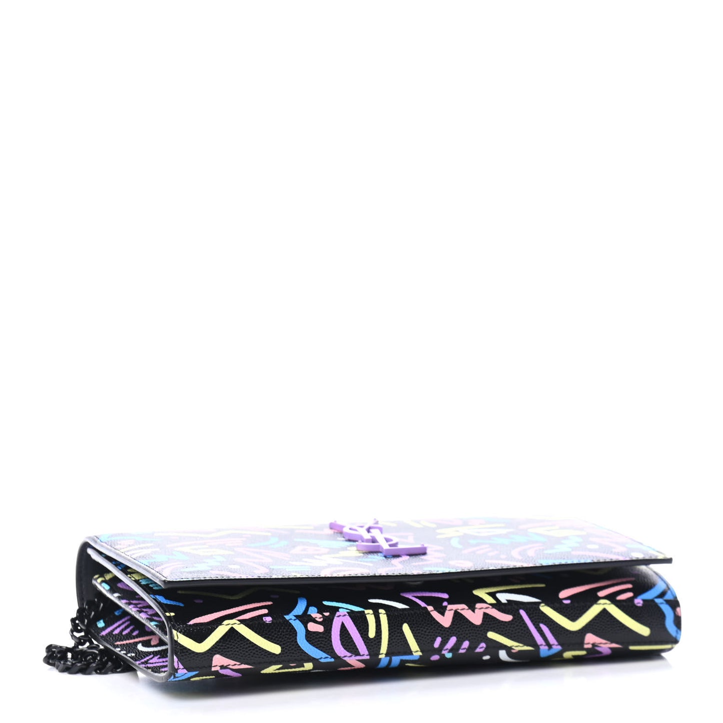 Grain De Poudre Medium Classic Monogram Multicolor Graphic Print Chain Wallet Black