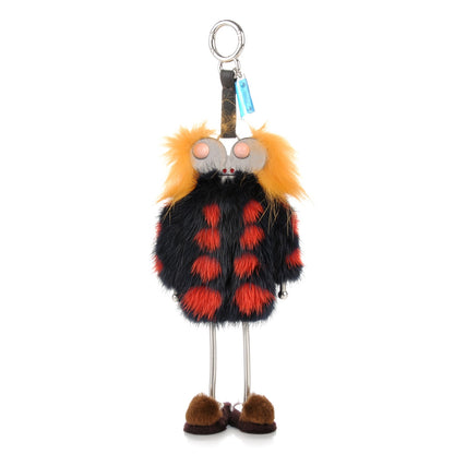 Fendi Calfskin Mink Fox Fur Witches Bag Charm Navy Pink 1 of 5