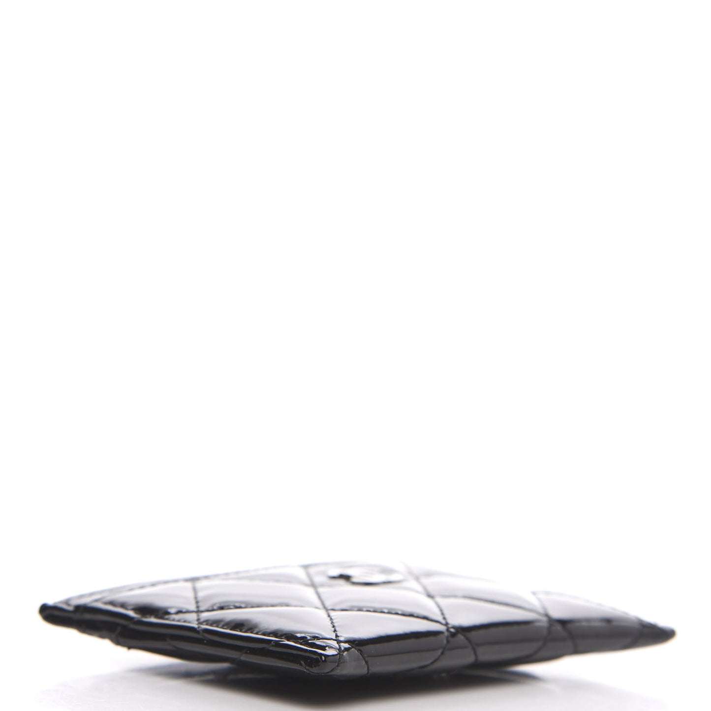 Patent Calfskin Quilted Card Holder Black