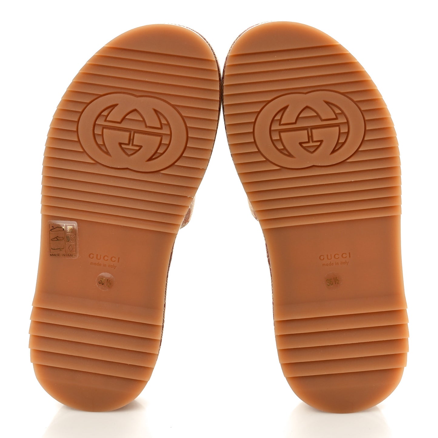 Canvas GG Monogram Angelina Platform Slide Sandals 36.5 Beige Ruggine