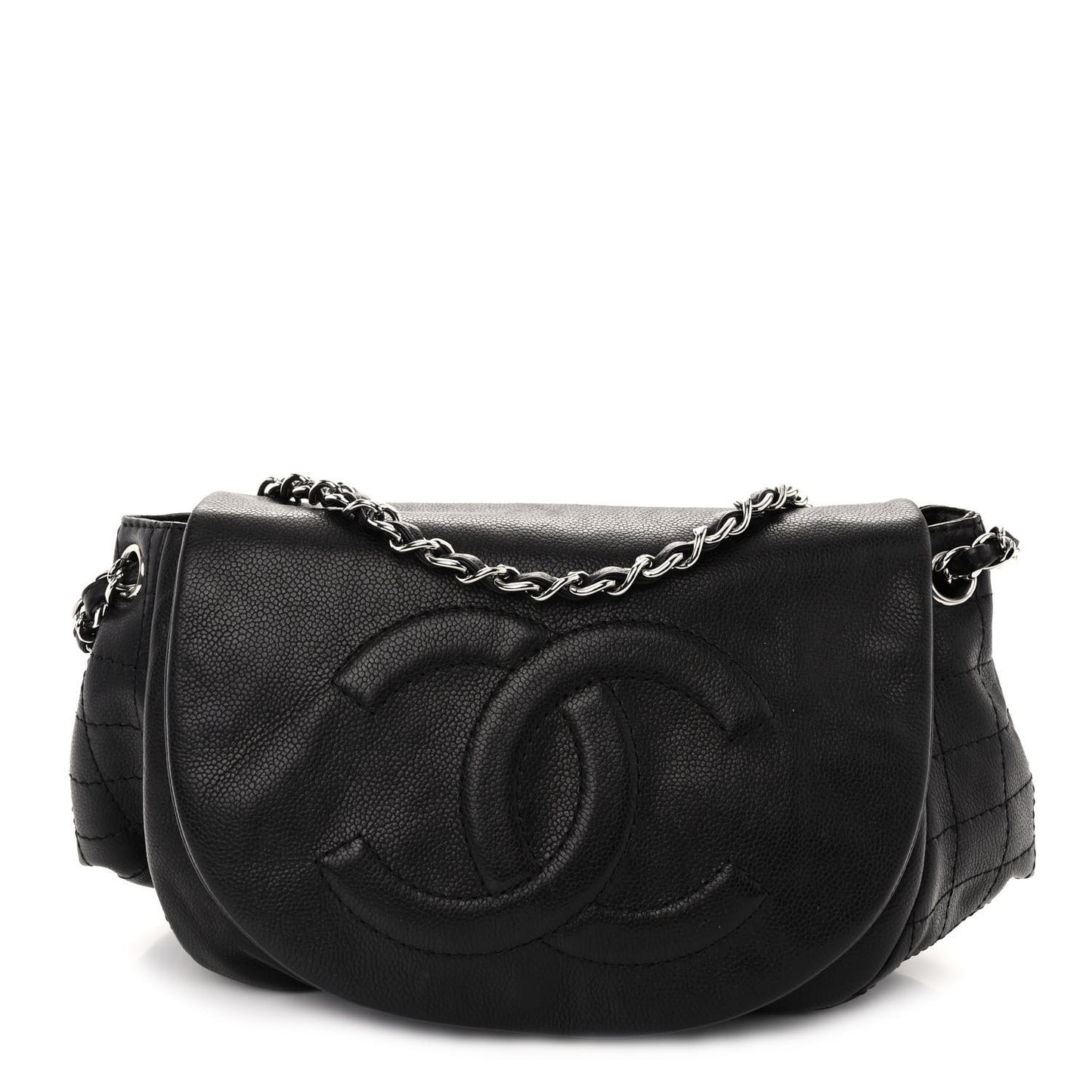 Caviar Half Moon Large Flap Black