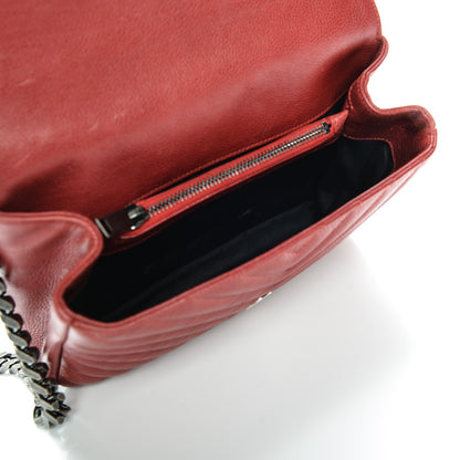 Saint Laurent Grained Calfskin Matelasse Chevron Monogram Medium College Bag Rouge 5 of 9