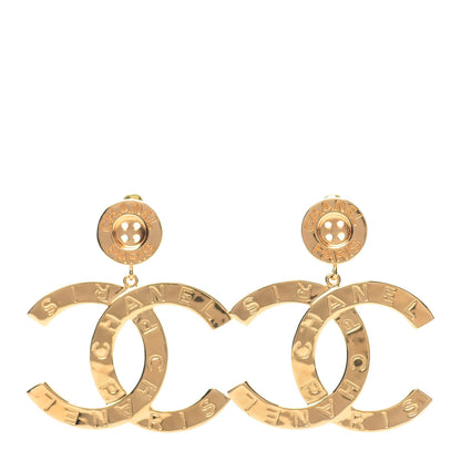 Chanel Metal Large Paris Button Earrings Gold 1 of 5