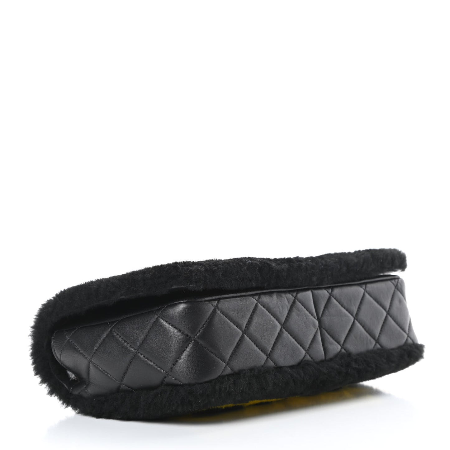 Shearling Lambskin Medium Chanel 100% Flap Black
