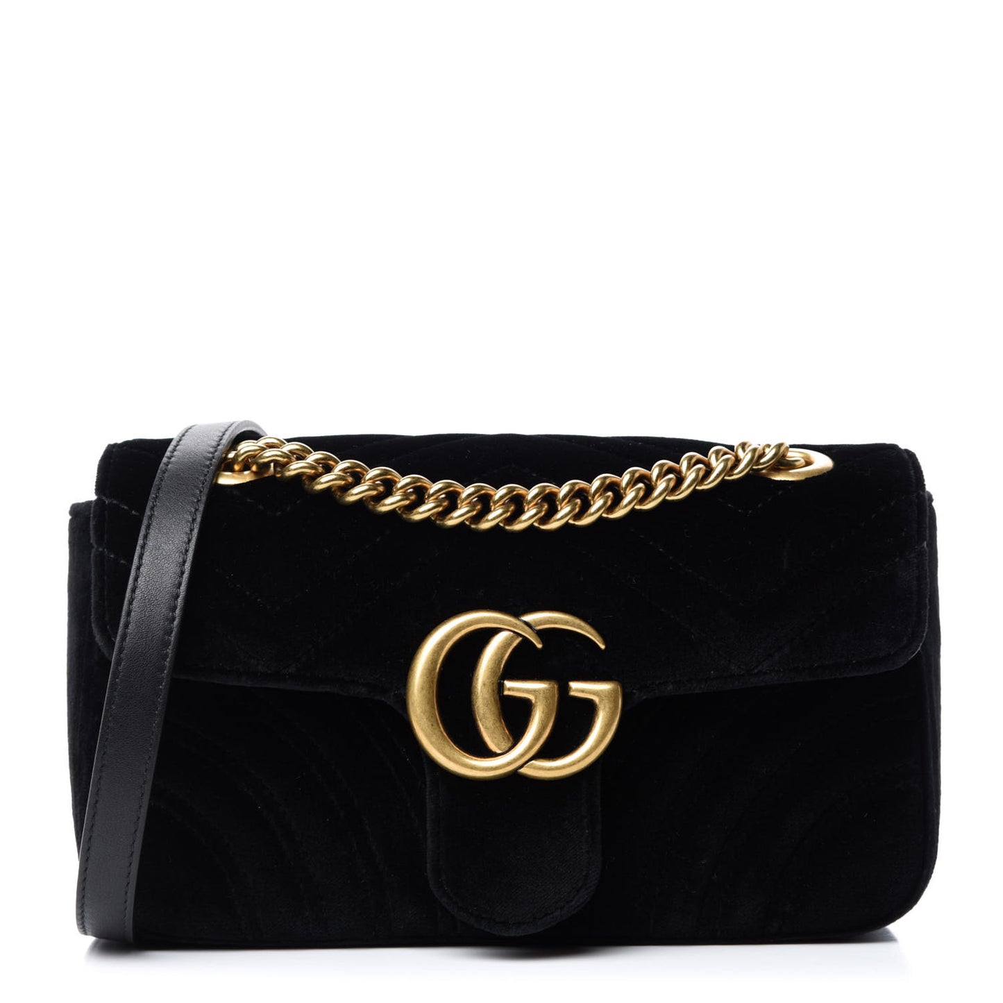 Velvet Matelasse Mini GG Marmont Shoulder Bag Black