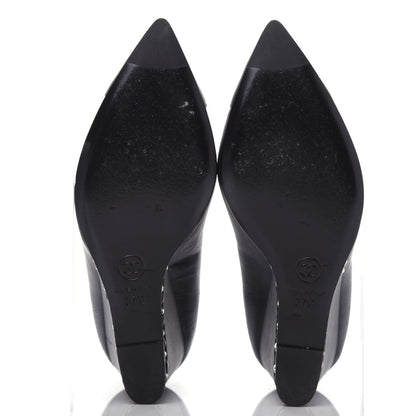 Chanel Lambskin Patent Cap Toe Wedges 37.5 Black 6 of 10