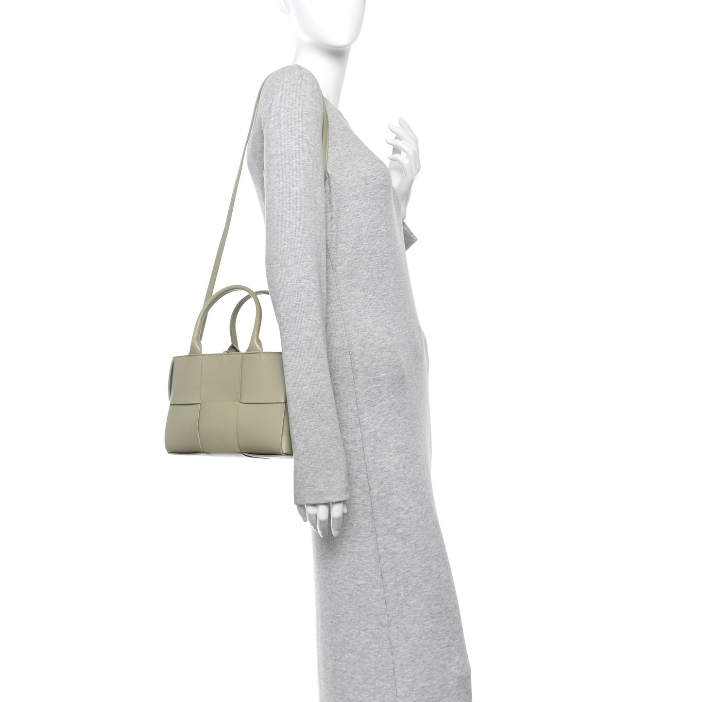 Grained Calfskin Maxi Intrecciato Mini Arco Tote Travertine