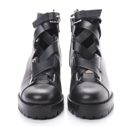Valentino Garavani Calfskin Plum Lace Up Combat Boots 36 Black 2 of 11