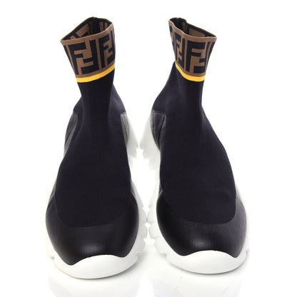 Fendi Jersey FF Mania Mens High Top Sock Sneakers 10 Black Tobacco Yema 5 of 11