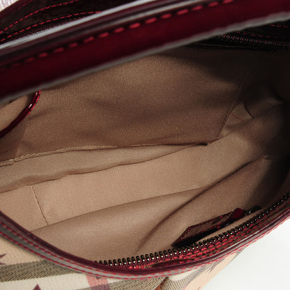 Burberry Patent Supernova Check Stars Small Hernville Hobo Berry Red 5 of 9