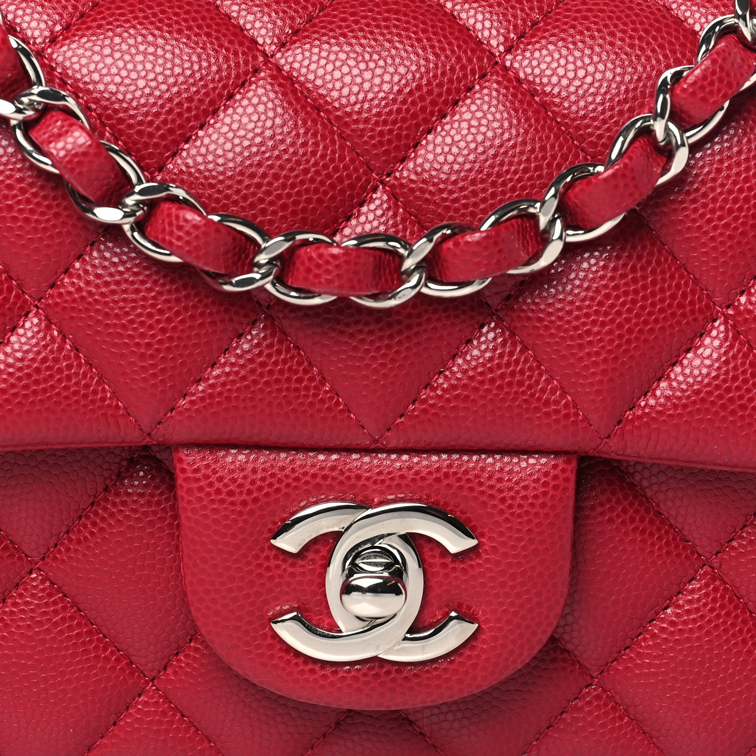 Chanel Caviar Quilted Mini Rectangular Flap Red 8 of 10