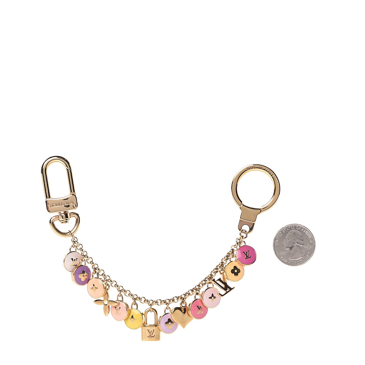 Metal Enamel Pastilles Key Chain Bag Charm Multicolor