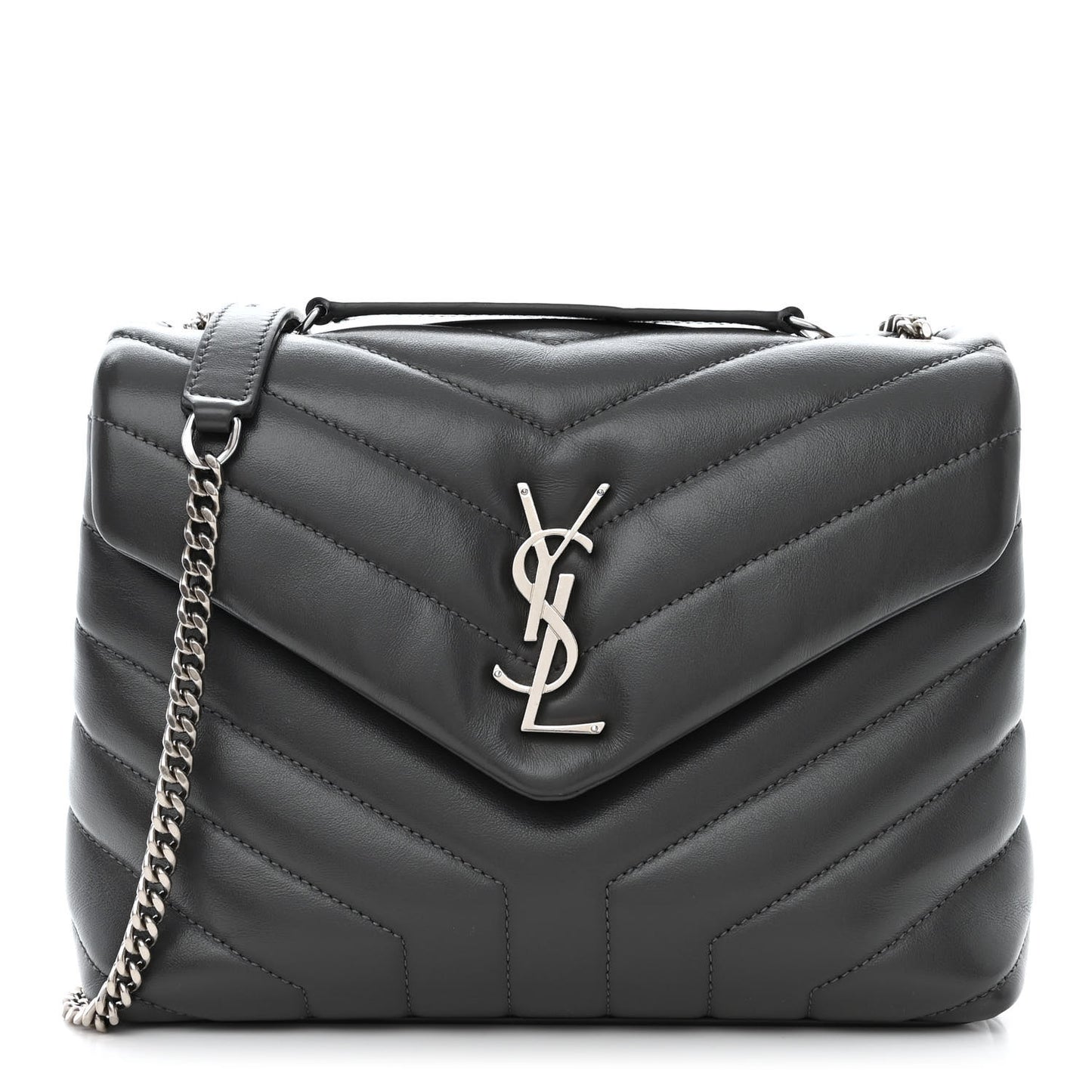 Calfskin Y Quilted Monogram Small Loulou Chain Satchel Storm