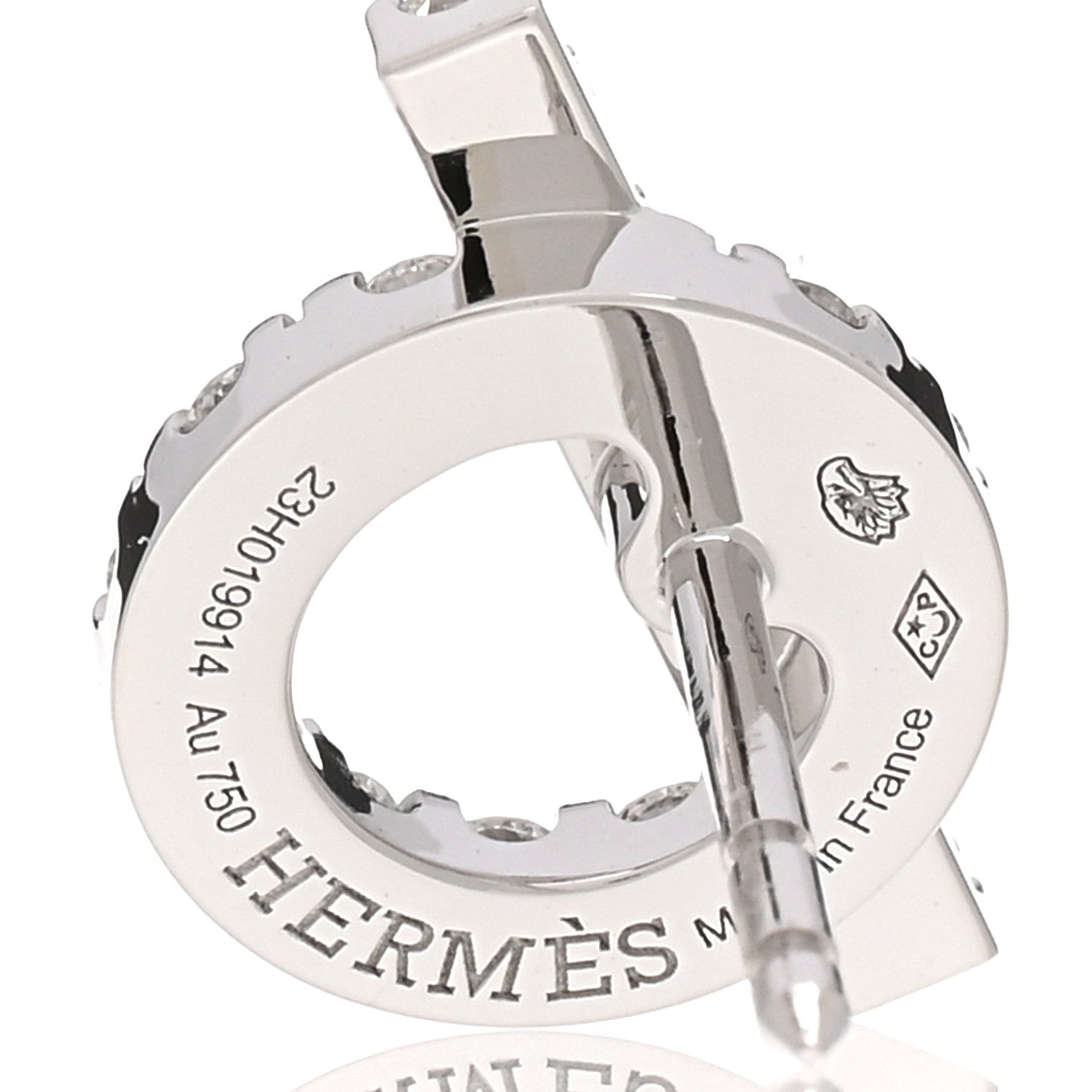 Hermes 18K White Gold Diamond Finesse Earrings 4 of 4