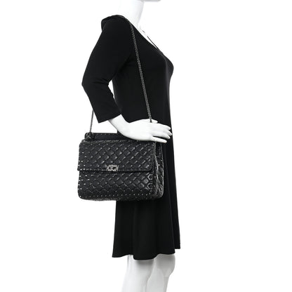 Valentino Garavani Craquele Nappa Large Rockstud Spike Shoulder Bag Black 2 of 10