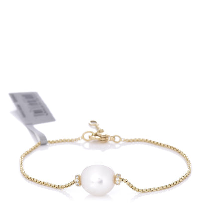 David Yurman 18K Yellow Gold South Sea Pearl Diamond Solari Single Station Adjustable Bracelet White 1 of 5