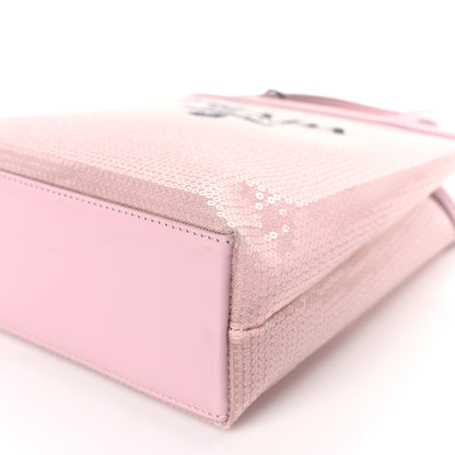 Prada Sequin Mesh Small Tote Bag Pink 10 of 12