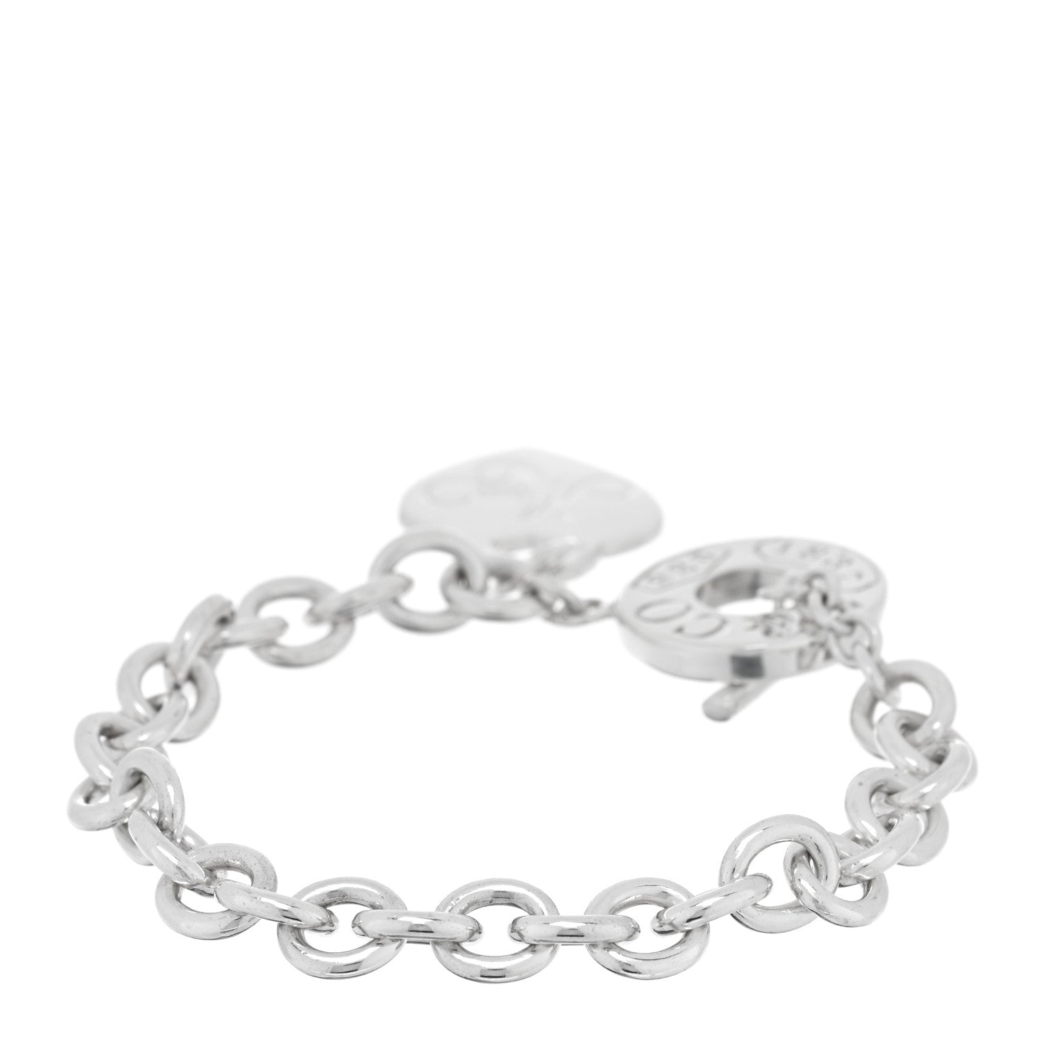 Tiffany Sterling Silver 1837 Mom Heart Charm Toggle Bracelet 2 of 3