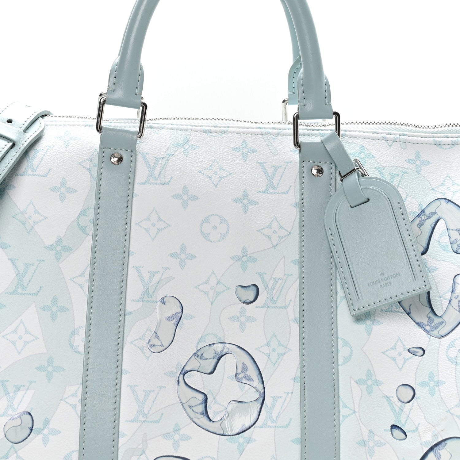 Louis Vuitton Monogram Aquagarden Keepall Bandouliere 50 Crystal Blue 6 of 9