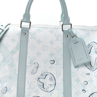 Louis Vuitton Monogram Aquagarden Keepall Bandouliere 50 Crystal Blue 6 of 9