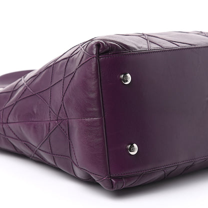 Christian Dior Lambskin Cannage Medium Granville Tote Purple 9 of 16
