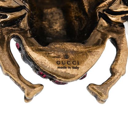 Gucci Metal Crystal Pearl Bee Ring 54 7 Aged Gold 5 of 7