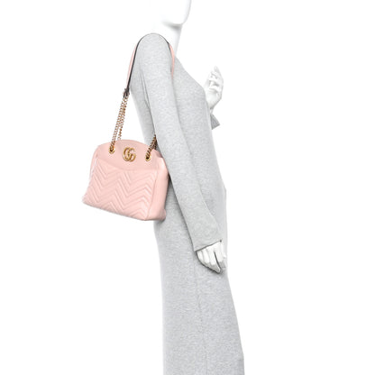 Gucci Calfskin Matelasse Medium GG Marmont Open Top Shoulder Bag Perfect Pink 2 of 10