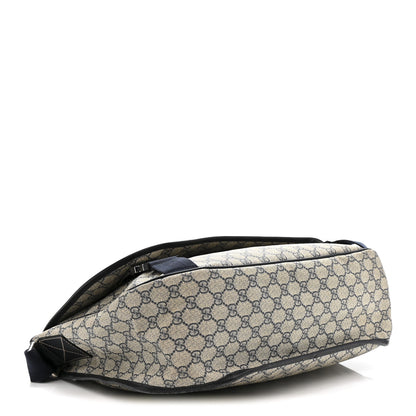 Gucci GG Plus Monogram Large Double Buckle Flap Messenger Bag Beige Navy 4 of 12
