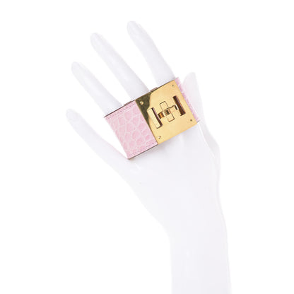 Hermes Matte Alligator Kelly Dog Bracelet T1 5P Pink 2 of 4