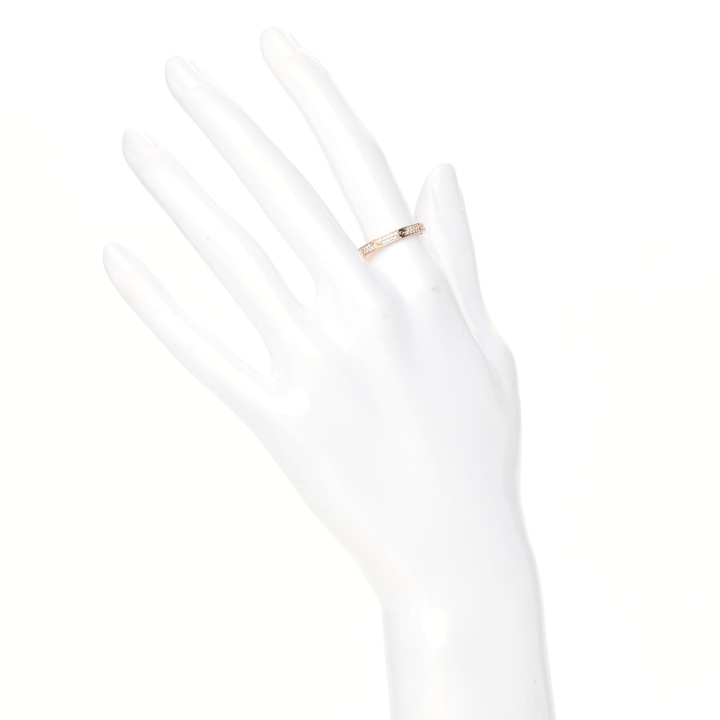 18K Pink Gold Diamond 2.6mm LOVE Paved Band Ring 54 6.75