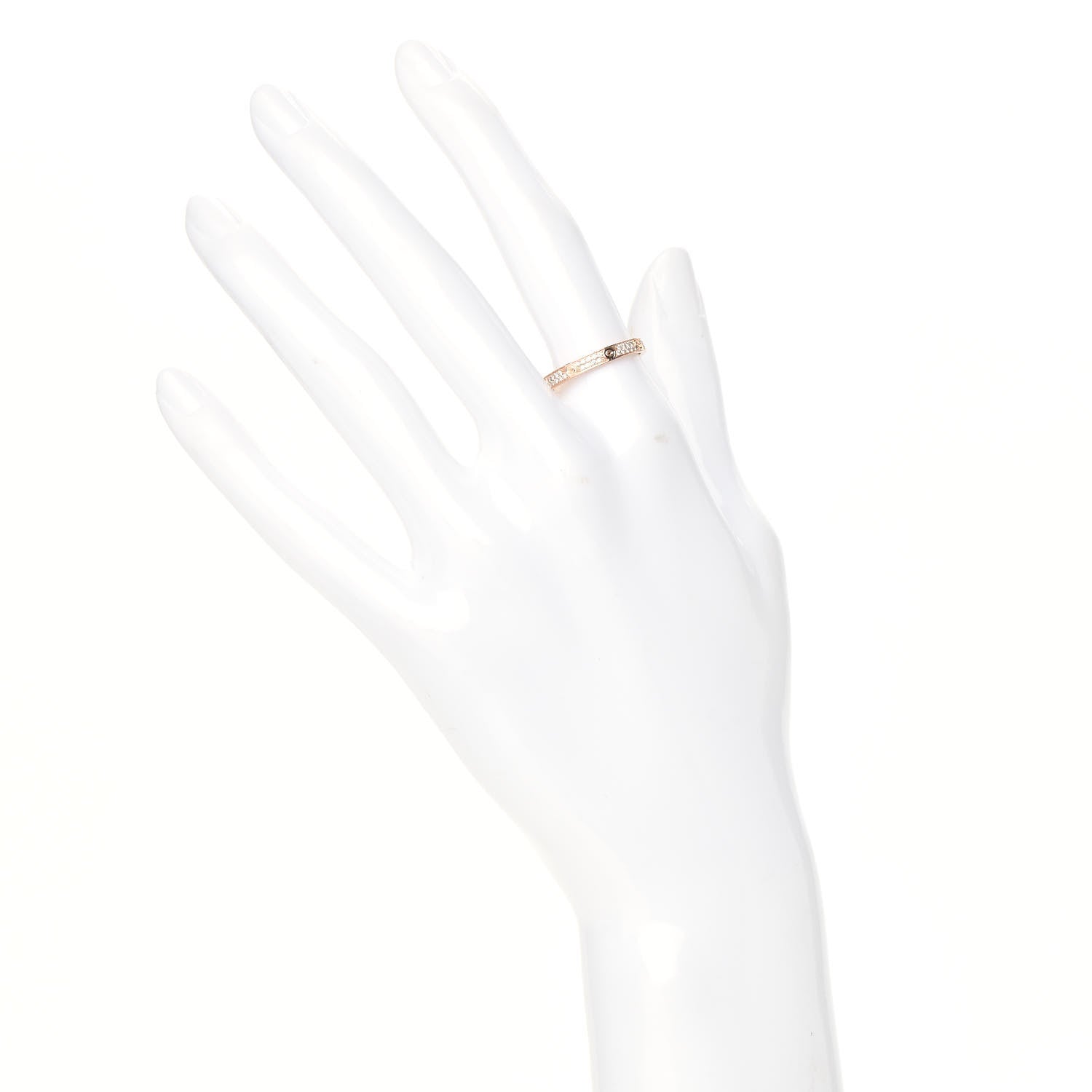 Cartier 18K Pink Gold Diamond 2.6mm LOVE Paved Band Ring 54 6.75 2 of 6