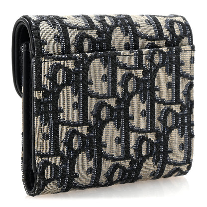 Christian Dior Oblique Saddle Lotus Wallet Blue 3 of 8