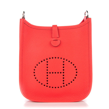 Hermes Taurillon Clemence Amazone Evelyne TPM Rouge Pivoine Rose Sakura 1 of 9