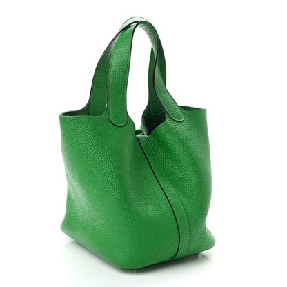 Hermes Taurillon Clemence Monochrome Picotin Lock 18 PM Bambou 2 of 11