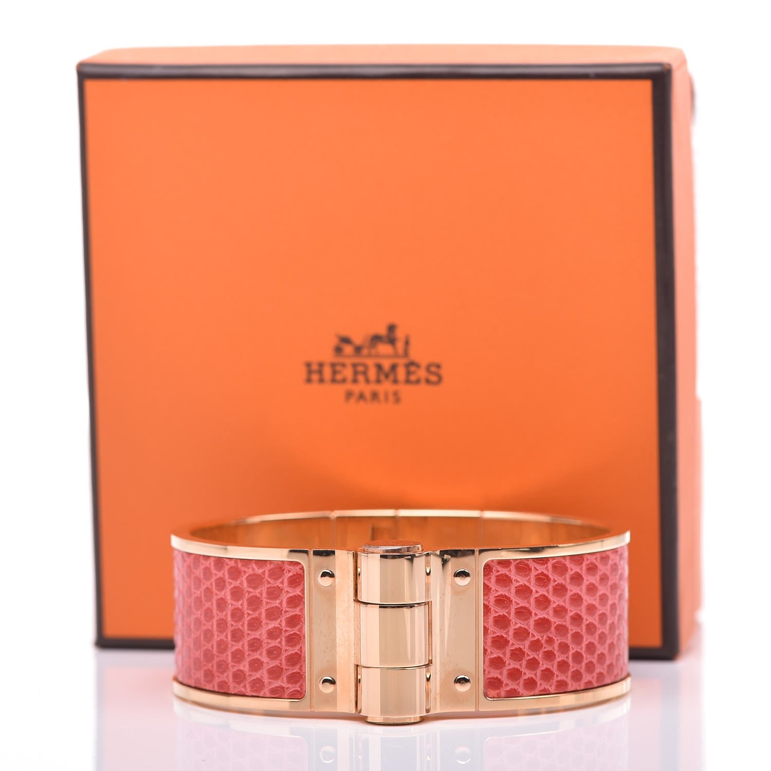 Hermes Lizard Charniere Uni Wide Hinged Bracelet M Bougainvillea 5 of 5
