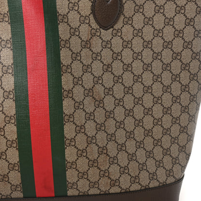 Gucci GG Supreme Monogram Textured Dollar Calfskin Web Large Ophidia Tote Beige Ebony New Acero 12 of 12