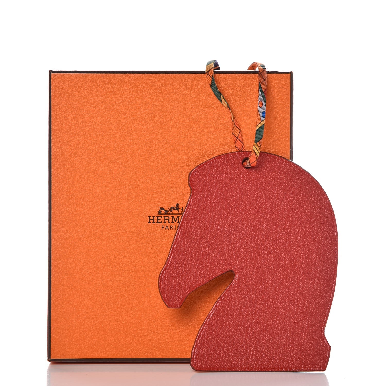 Hermes Everlisse Chevre Mysore Samarcande Horse Ornament Bag Charm Vermillion Orange 3 of 4