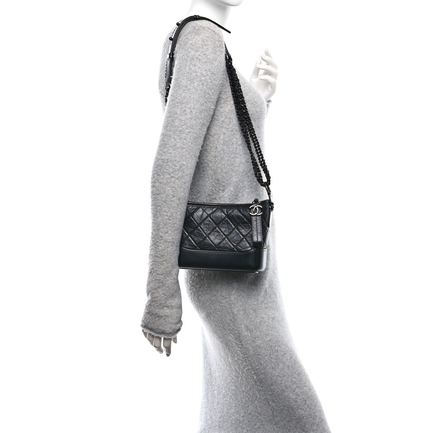 Chanel Aged Calfskin Quilted Small Gabrielle Hobo So Black 2 of 10