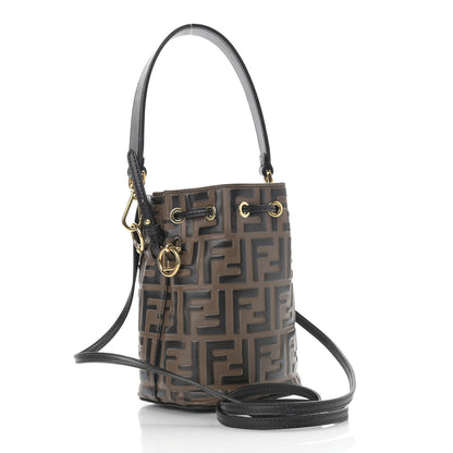 Fendi Vitello Liberty F is Fendi Bi-Color FF 1974 Embossed Mini Mon Tresor Bucket Bag Maya Black 2 of 13