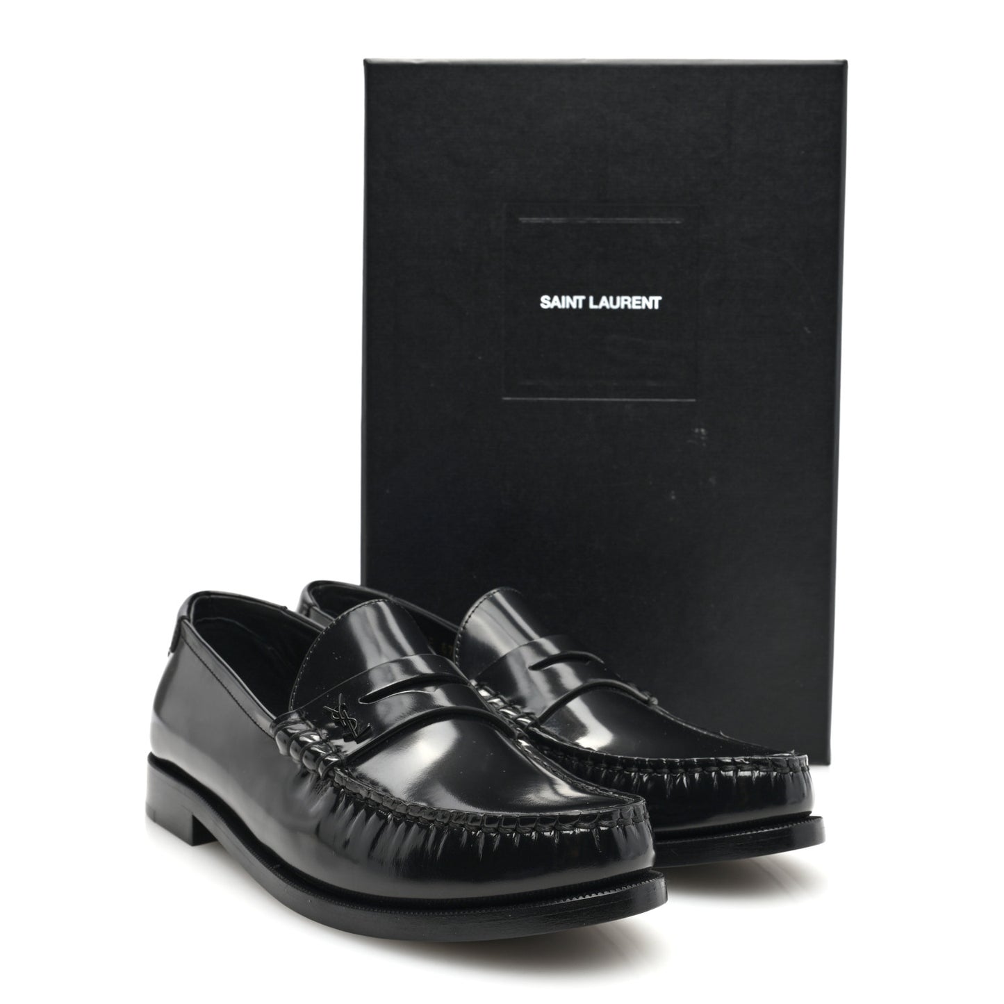 Patent Calfskin Penny Loafers 39 Black