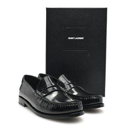 Saint Laurent Patent Calfskin Penny Loafers 39 Black 8 of 8