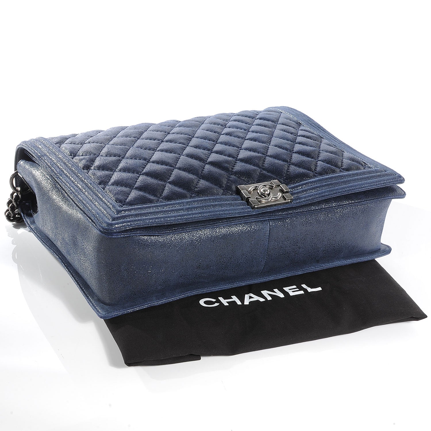 Chanel Goatskin Quilted Large Gentle Boy Flap Navy 4 of 7