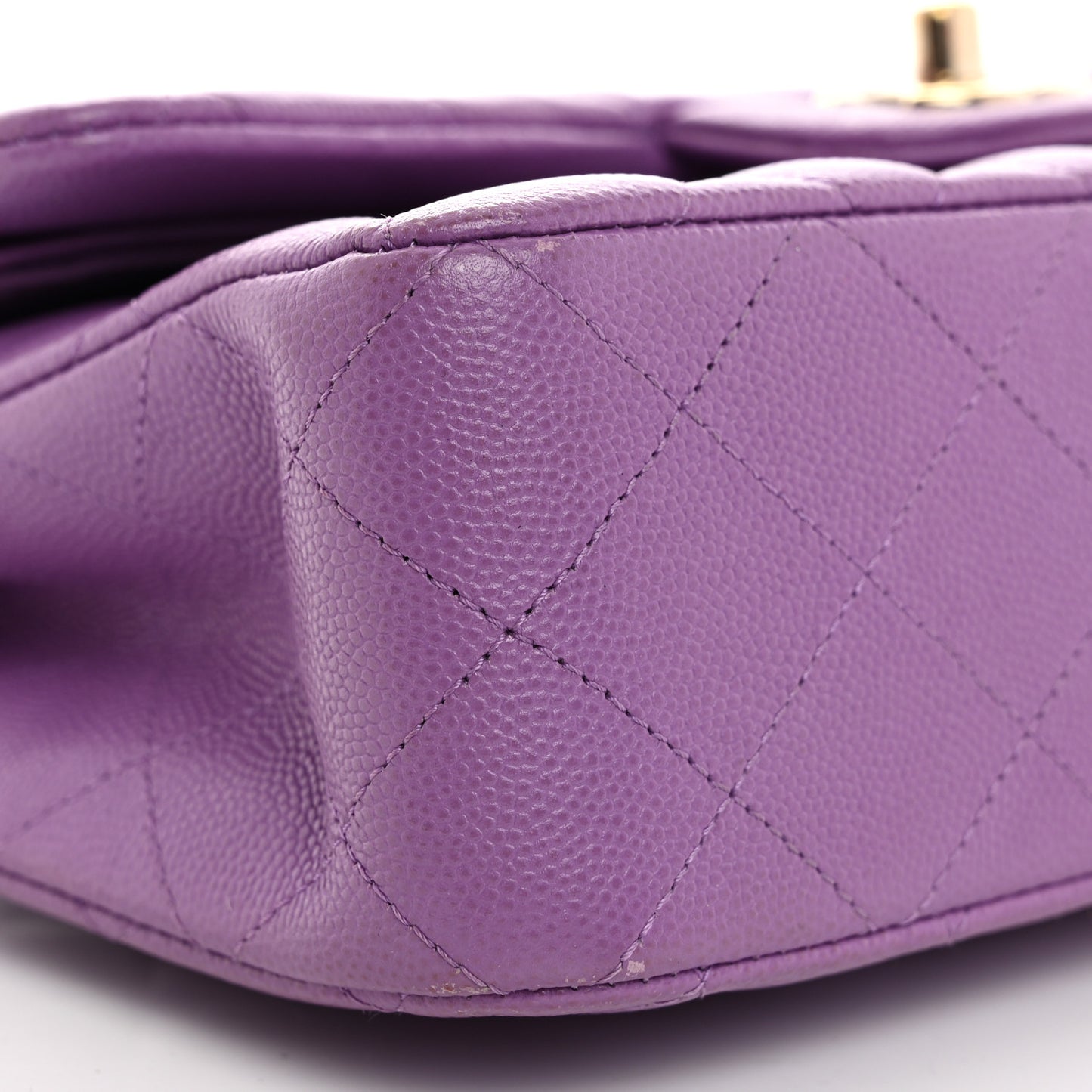 Caviar Quilted Small Double Flap Purple