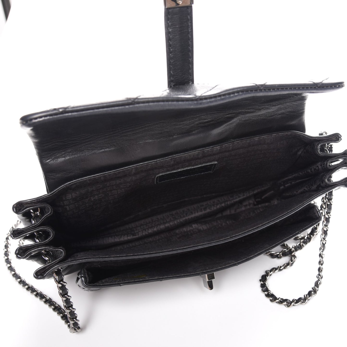 Lambskin Quilted Accordion Mademoiselle Flap Black