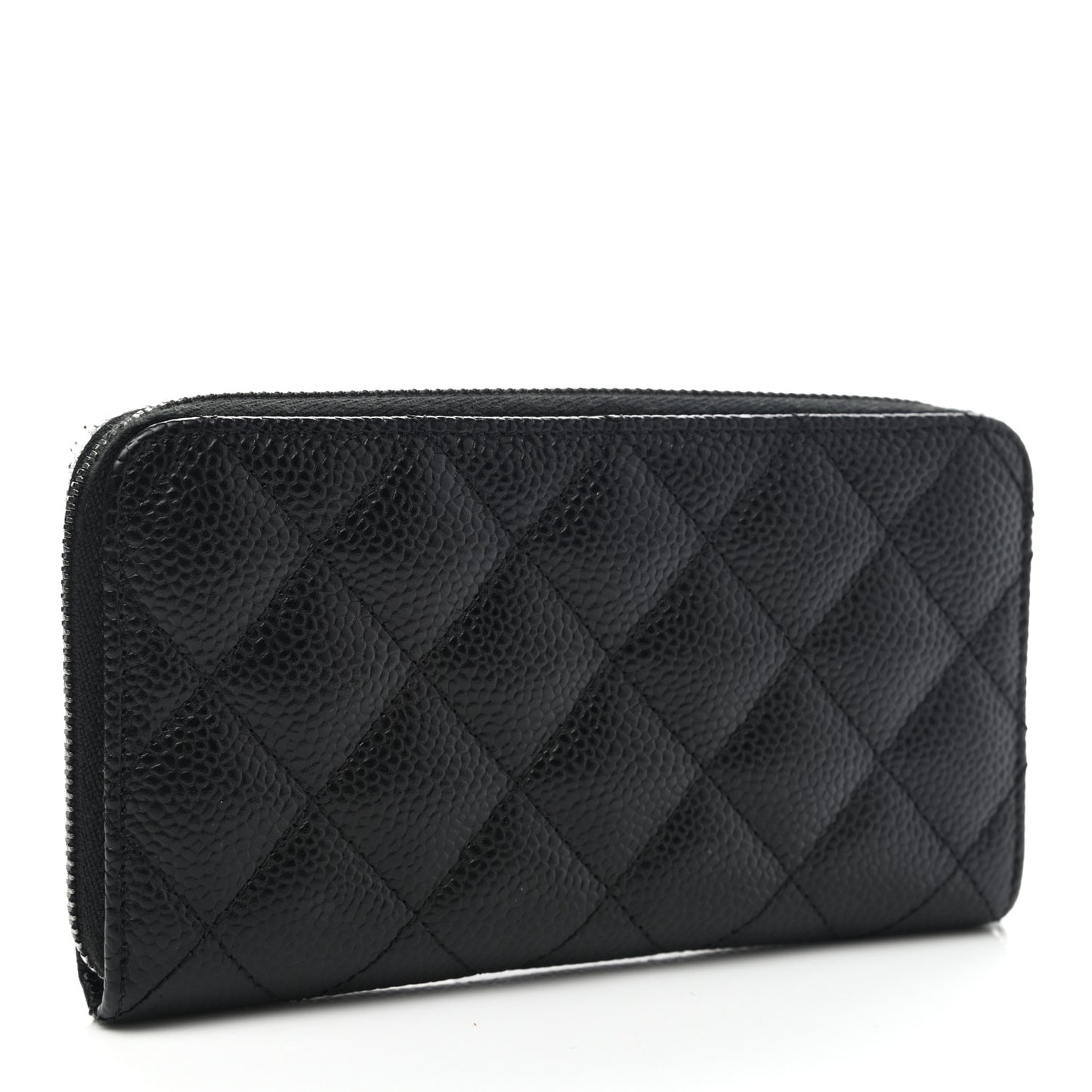Caviar Quilted Medium Zip Around Wallet Black