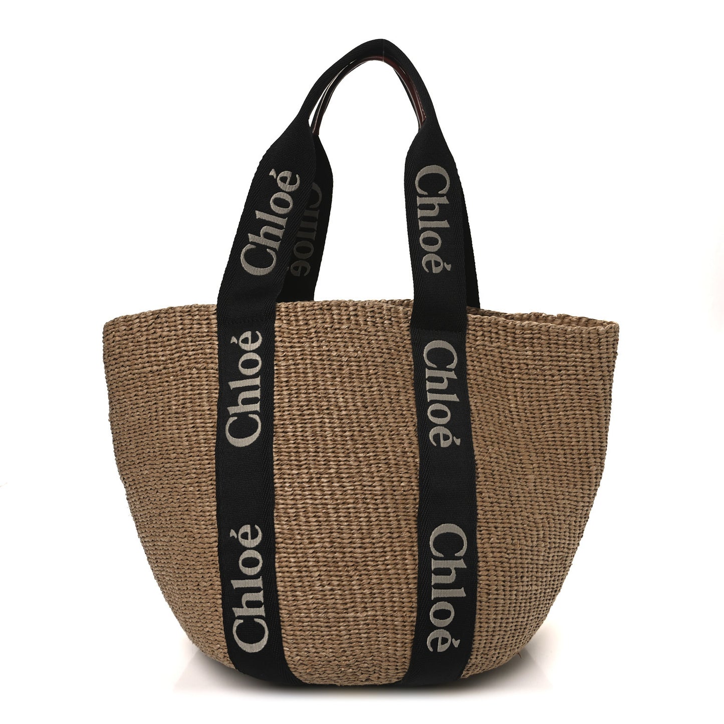 X MIFUKO Raffia Large Woody Basket Bag Black Beige