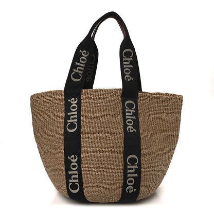 Chloe X MIFUKO Raffia Large Woody Basket Bag Black Beige 1 of 9